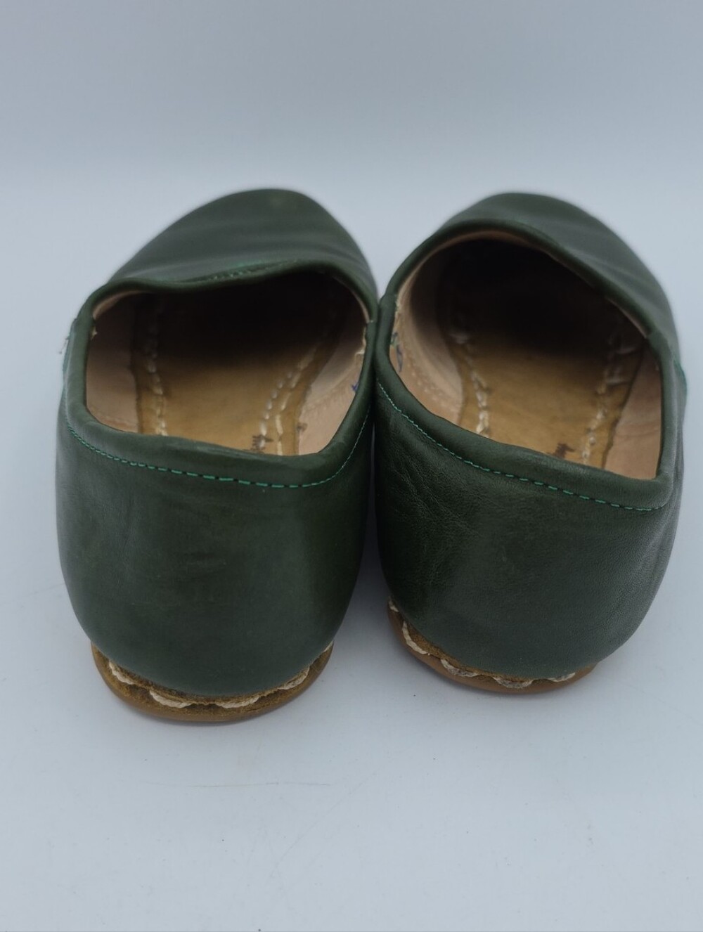 Sabah Denali Green Handmade Turkish Leather Slip On Boho Loafers Shoes Wms 39 - Picture 4 of 8